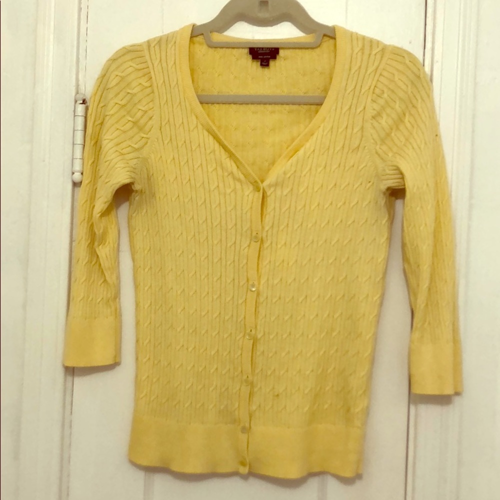 Talbots Yellow Patterned Cardigan